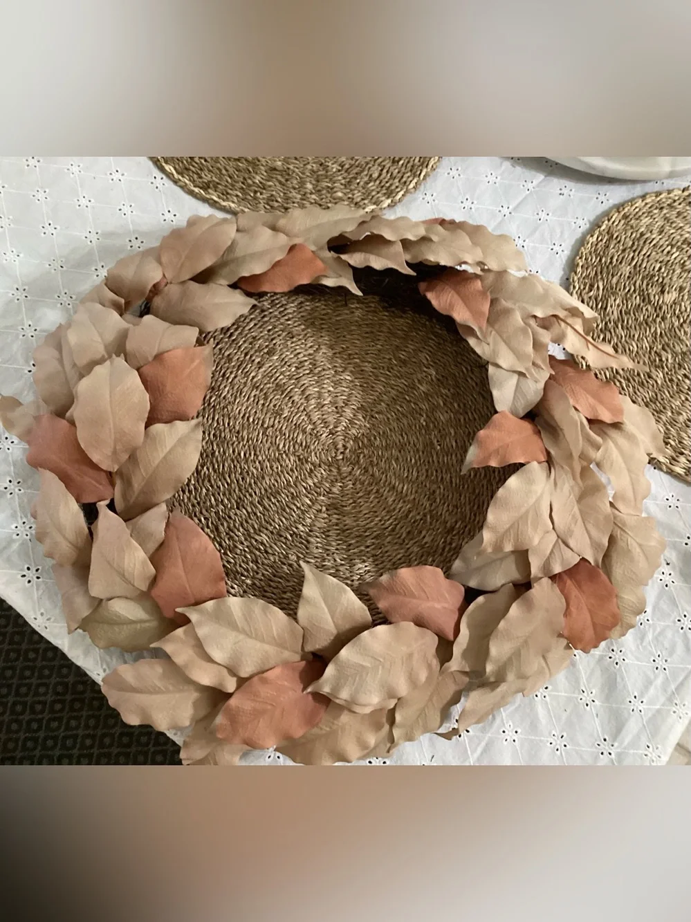Threshold Neutral Leaf Wreath with Dusty Accents